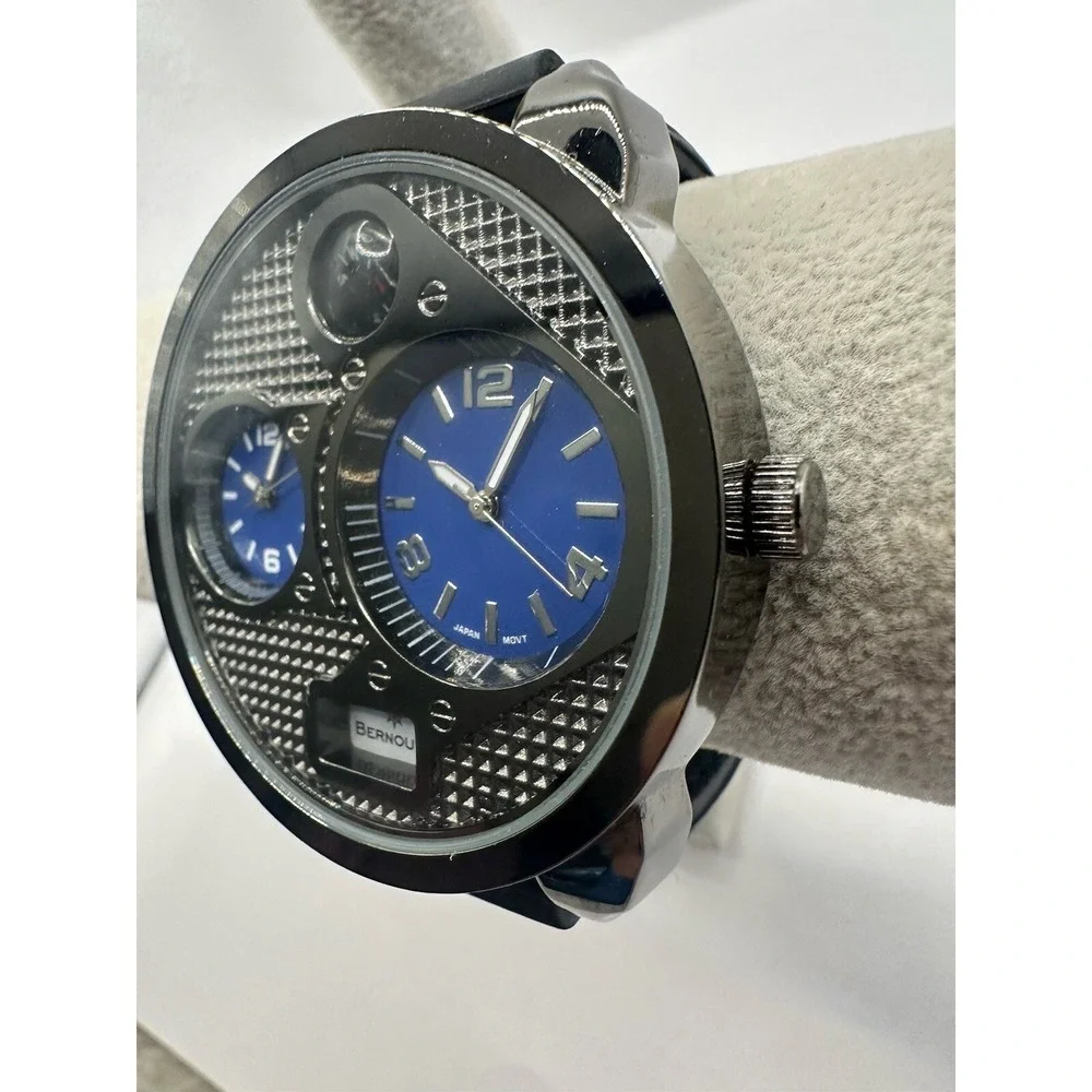 Bernoulli Watch 9798 Mens Dual Time New Batteries 54MM 9.5